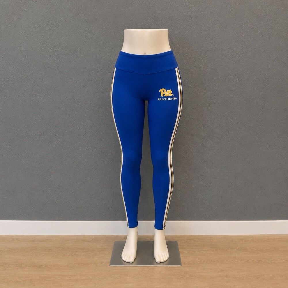 Pitt Panthers Wear By Erin Andrews Blue Leggings Large NCAA Striped Side Logo